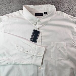 NWT Roundtree & Yorke‎ Button Shirt Men 4XB Long Sleeve White Cotton